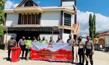 Baksos-Serentak-di-Hari-Bhayangkara-ke-74,-Polres-Belu-Gelar-Aksi-Bersih-bersih-di-Tempat-Ibadah