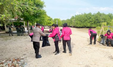 Peringati-Hari-Peduli-Sampah-Nasional,-Personel-Polres-Belu-Bersama-Bhayangkari-Turun-Kerja-Bakti-di-Tiga-Tempat-Wisata