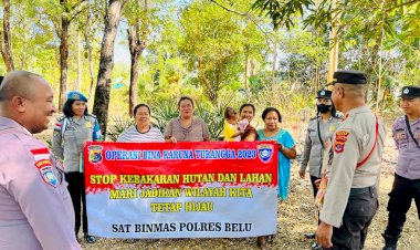 Jelang-Berakhir-Operasi,-Satgas-Bina-Karuna-Polres-Belu-Imbau-Warga-di-Dua-Lokasi-Stop-Bakar-Hutan-dan-Lahan