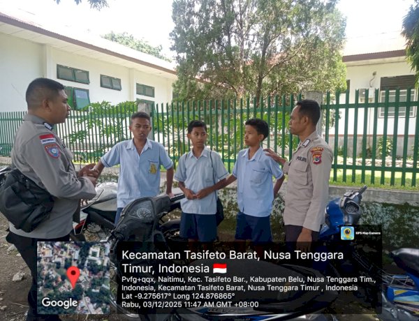 Temui Pelajar di Jam Pulang Sekolah, Patroli SPKT Polsek Tasifeto Barat Imbau Pelajar Jauhi Segala Bentuk Kenakalan Remaja