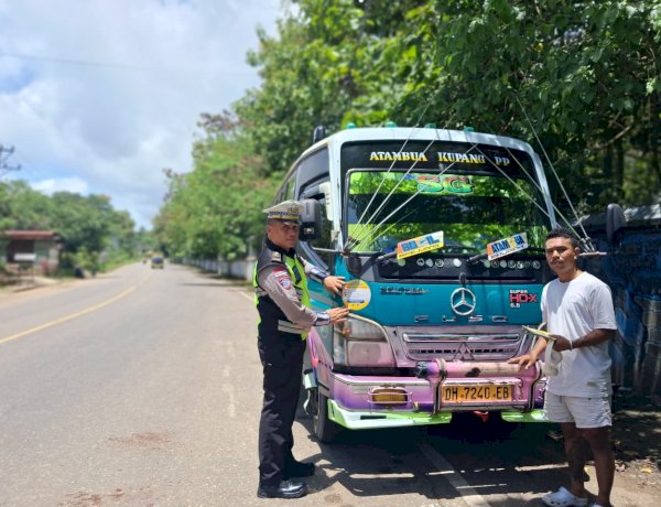 Pastikan Kendaraan Layak Jalan, Sat Lantas Polres Belu Gelar Ramp Chek Bus Antar Kota di Gelaran Operasi Keselamatan Turangga 2026