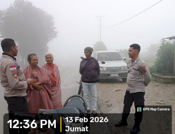 Curah Hujan Meningkat, Personel Pos Laktutus Polres Belu Imbau Warga Waspada Banjir dan Tanah Longsor