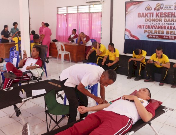 Bakti Kesehatan Polri untuk Masyarakat, Polres Belu Gandeng TNI, Brimob dan Senkom Gelar Donor Darah Sambut Hari Jadi Bhayangkara ke 80