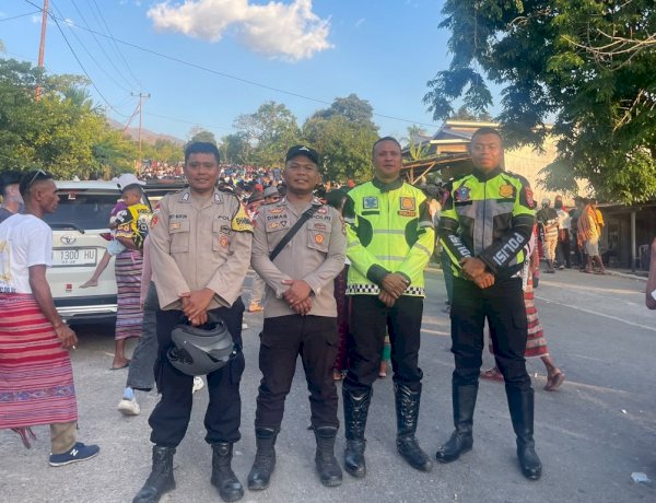 Wujud Pelayanan Humanis Kepolisian, Sat Lantas Polres Belu bersama Polsek Lamaknen Kawal dan Amankan Rangkaian Perayaan Misa Syukur 25 Tahun Imamat