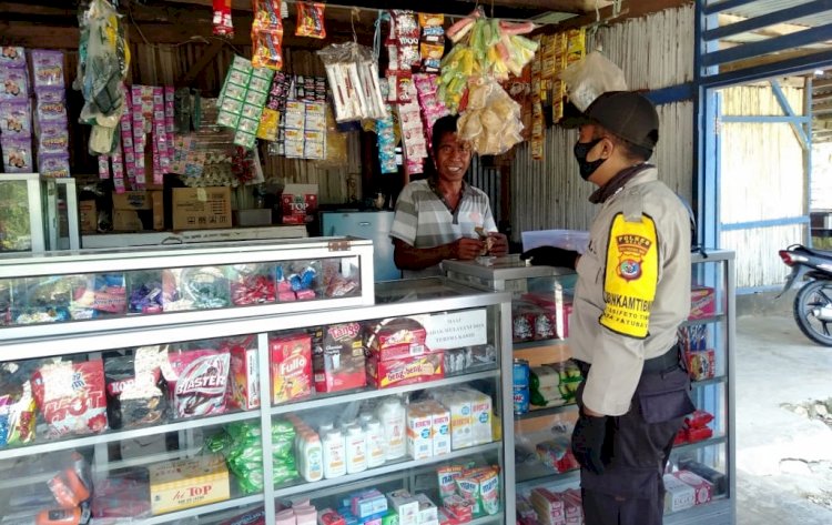 Sambang Desa, BRIPKA Fadly Awad Imbau Pemilik Kios Pakai Masker dan Sediakan Tempat Cuci Tangan Cegah Covid-19