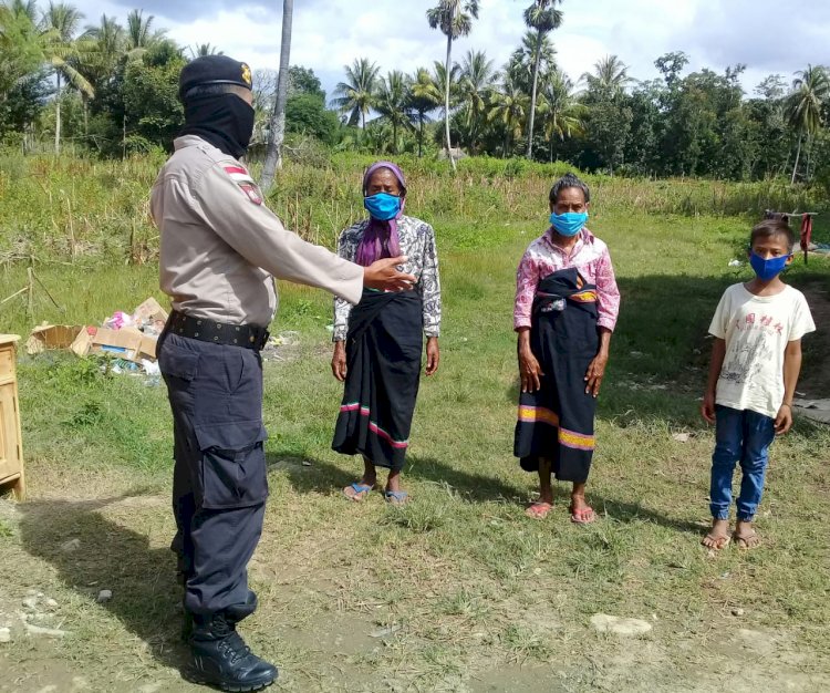 Covid-19 Belum Mereda, Polsek Raimanuk Ingatkan Warga Tetap Pakai Masker dan Jaga Jarak Fisik
