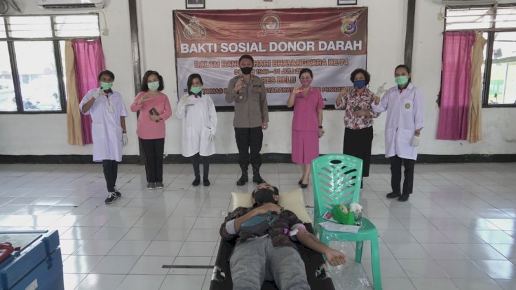 Gandeng UTD RSUD Atambua, Polres Belu Gelar Donor Darah Sambut Hari Bhayangkara ke 74