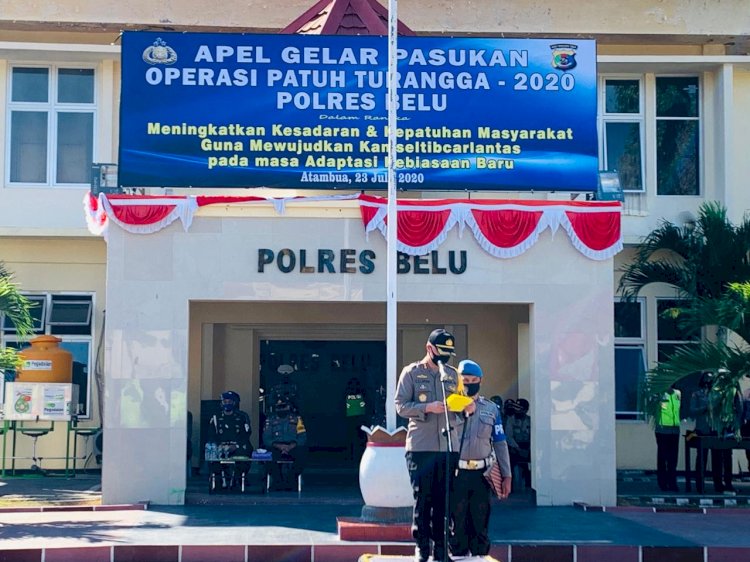 Kapolres Belu, AKBP Cliffry S.Lapian  Pimpin Apel Gelar Pasukan Operasi Patuh Turangga 2020