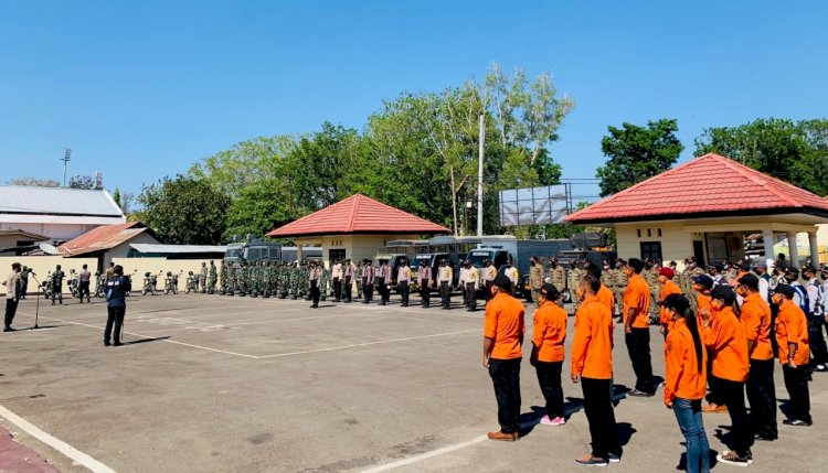 Gelar Apel Gabungan, Polres Belu Bersama Instansi Terkait Siap Disiplinkan Masyarakat Patuhi 3M