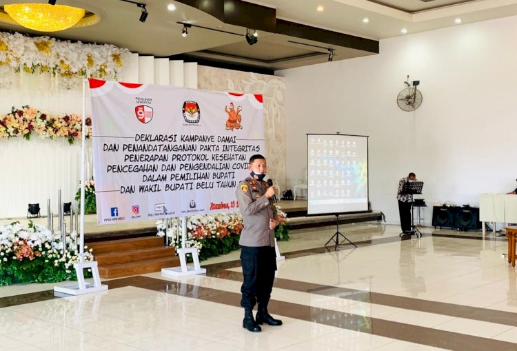 Hadir di Deklarasi Kampanye Damai Pilkada 2020, Kapolres Belu Minta Paslon Patuhi Protokol Kesehatan Covid-19 Saat Kampanye