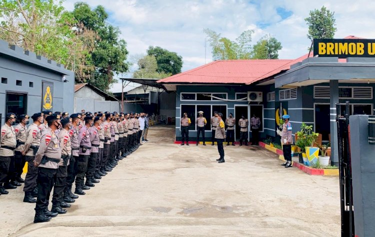 Silaturahmi ke Kompi Brimob, Kapolres Belu Pimpin Apel Pagi dan Beri Arahan ke Anggota