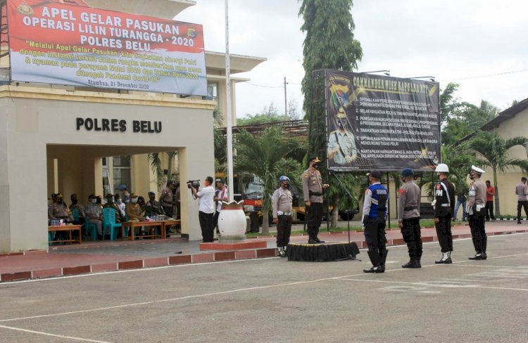 Kesiapan Pengamanan Natal dan Tahun Baru, Polres Belu Laksanakan Apel Gelar Pasukan Ops Lilin Turangga 2020