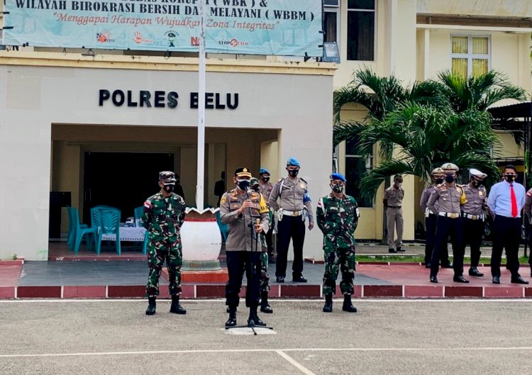 Mantapkan Sinergitas TNI Polri, Kapolres Belu bersama Dandim dan Danyon RK 744/SYB Pimpin Apel Bersama