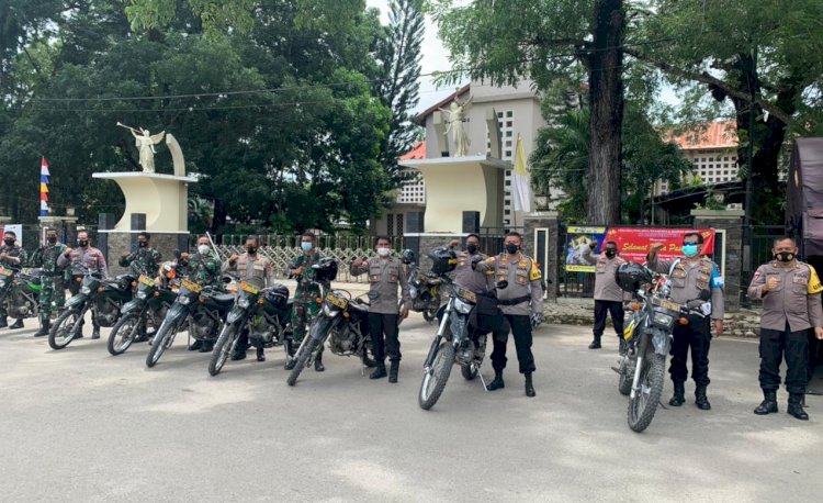 Cipta Kondisi di Pekan Suci Paskah, Polres Belu Bareng Kodim 1605 Gelar Patroli Gabungan di Pusat Kota dan Gereja