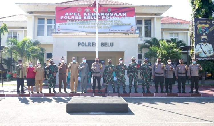 Jaga Keutuhan NKRI di Wilayah Tapal Batas, Polres Belu Gelar Apel Kebangsaan