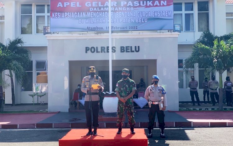Gelar Personil dan Kelengkapan, Polres Belu Bersama Instansi Terkait Laksanakan Apel Kesiapan Antisipasi Cuaca Ekstrem