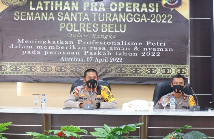 Setelah Rapat Lintas Sektor, Polres Belu Gelar Latihan Pra Operasi Semana Santa Kesiapan Pengamanan Paskah 2022