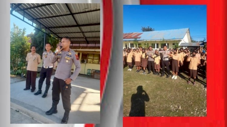 Peduli Generasi Muda, Kapolsek Tasbar Kolaborasi dengan Kanit Reg Ident Gelar Penyuluhan Kamtibmas untuk Pelajar SMAN 1 Kimbana