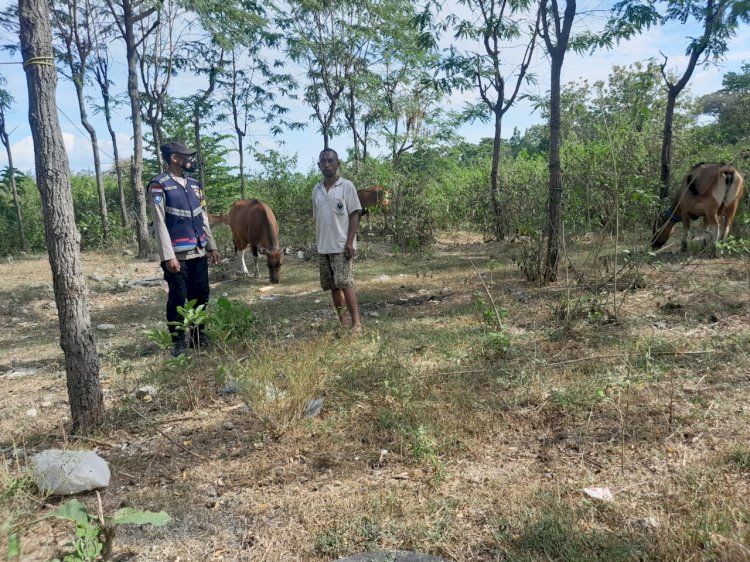 Sambang ke Desa Pantauan, Bhabinkamtibmas Maneikun Serukan Warga Tetap Patuhi Prokes