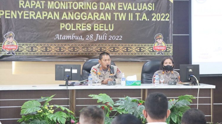 Polres Belu Gelar Rapat Monev Penyerapan Anggaran Triwulan II T.A 2022