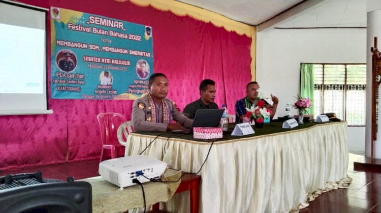 Hadiri Seminar Bulan Bahasa di SMA Terpadu HTM Halilulik, Kapolsek Tasifeto Barat Bawa Materi Kenakalan Remaja dan Penanggulangannya