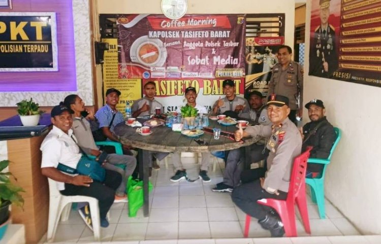 Pererat Sinergitas dan Kemitraan, Kapolsek Tasifeto Barat Gelar Coffee Morning bersama Insan Pers