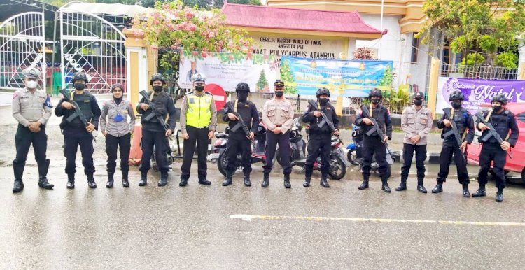 Perayaan Natal kedua, Polres Belu dan Jajaran kembali Turun ke Gereja Jamin Ibadah Berjalan Kondusif