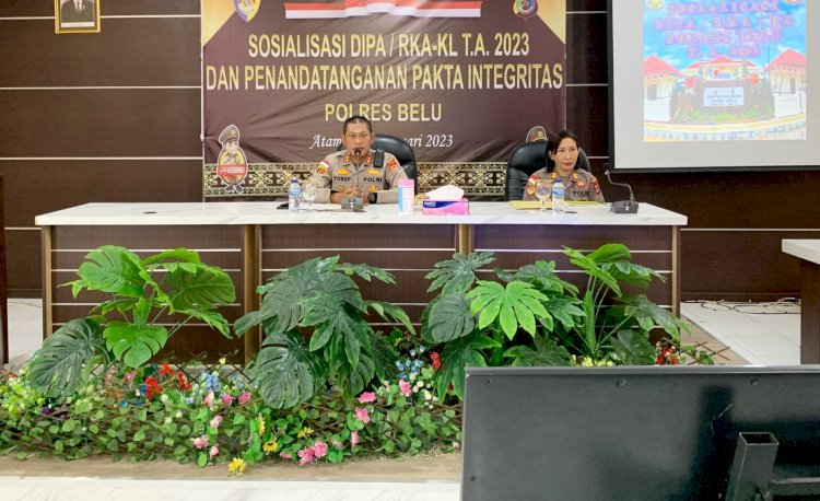 Awali Tahun 2023, Kapolres Belu Pimpin Sosialisasi DIPA/RKA-KL T.A 2023 dan Penandatanganan Pakta Integritas