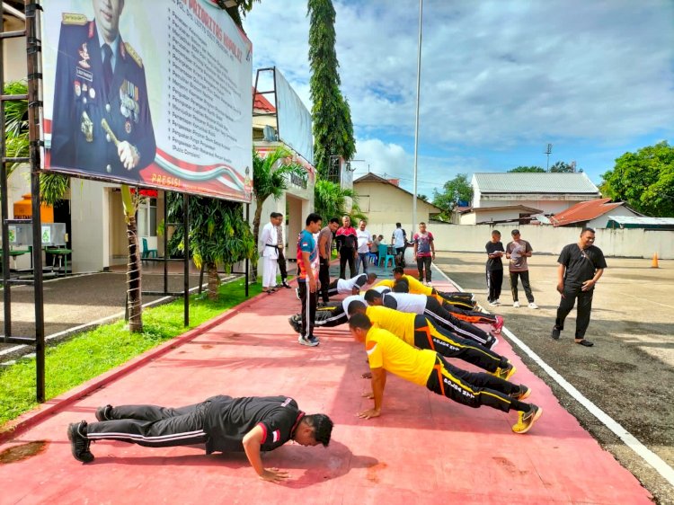 Ukur Stamina dan Kesehatan Tubuh, Polres Belu Gelar Samjas dan Bela Diri Polri Semester I