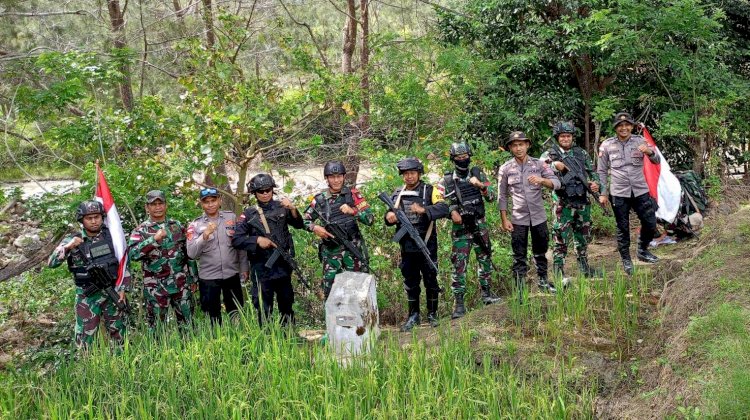 Sinergi untuk Negeri, Polres Belu Bersama Brimob dan TNI di Laktutus Kompak Patroli Jalan Kaki Jamin Keamanan di Perbatasan RI-RDTL