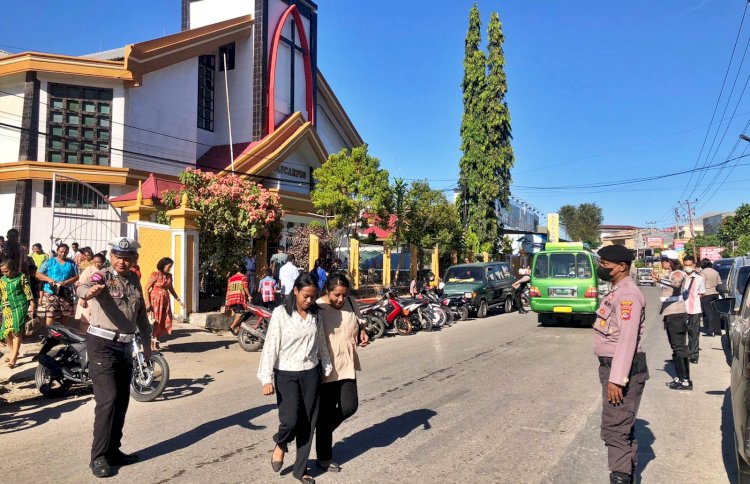 Peringatan Kenaikan Isa Almasih 2023, Polres Belu Bersama Jajaran Turun ke Gereja Jamin Ibadah Berjalan Aman dan Nyaman