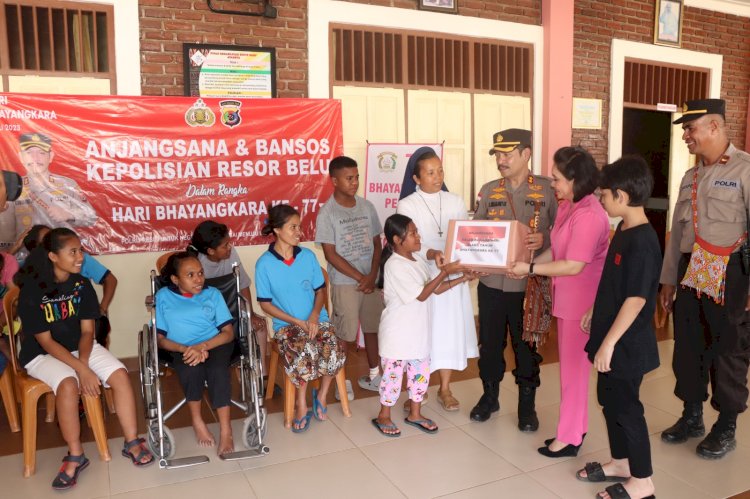 Berbagi Kebahagiaan di Hari Bhayangkara ke 77, Polres Belu Gelar Anjangsana Dan Bansos di Panti Asuhan dan Pusat Rehabilitasi Hidup Baru