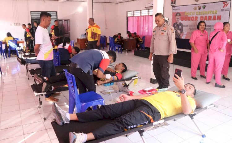 Baksos Kesehatan Jelang HUT Polri ke 77, Polres Belu Gelar Donor Darah Wujud Kepedulian Sosial Polri dengan Sesama