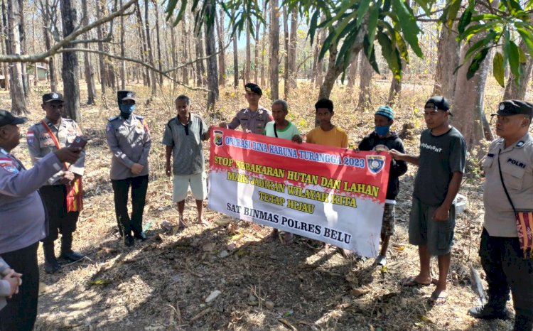 Turun ke Kawasan Hutan Lindung, Satgas Binluh Ops Bina Karuna Polres Belu Pesan Warga Jauhi Aksi Bakar Hutan dan Lahan