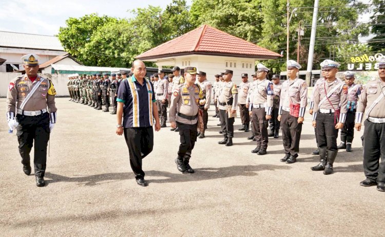 Persiapan Pengamanan Natal dan Tahun Baru, Polres Belu Laksanakan Apel Gelar Pasukan Operasi Lilin Turangga 2023