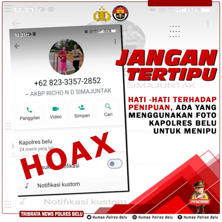 Catut Nama dan Foto Kapolres Belu Via Whatsapp, Warga Diminta Waspada Penipuan dan Segera Lapor!