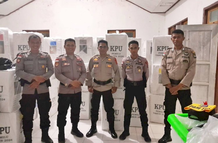 Jelang Pleno PPK, Anggota Polres Belu dan Jajaran Turun ke 12 Kecamatan Jaga ketat Kotak Suara Pemilu 2024