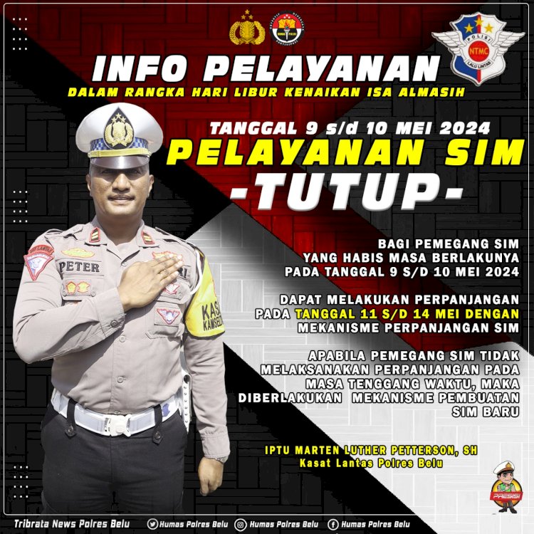Sat Lantas Polres Belu Beri Dispensasi Perpanjangan SIM Saat Libur Kenaikan Isa Almasih, Cek Jadwal dan Mekanismenya
