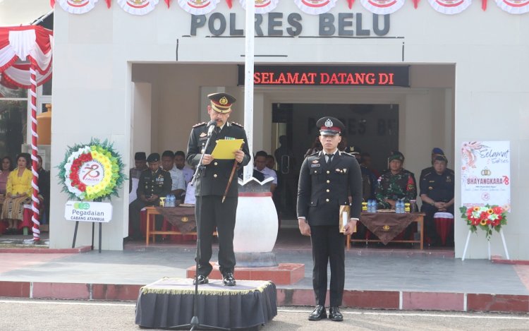 Pimpin Upacara Hari Bhayangkara ke 78 di Tapal Batas, Kapolres Belu Minta Anggota Siap Diri Amankan Pilkada Serentak
