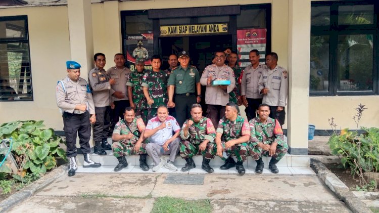 Wujud Sinergitas, Danramil bersama Danposal Atapupu Datangi Polsek Kakuluk Mesak Beri Ucapan Selamat Hari Bhayangkara ke 78
