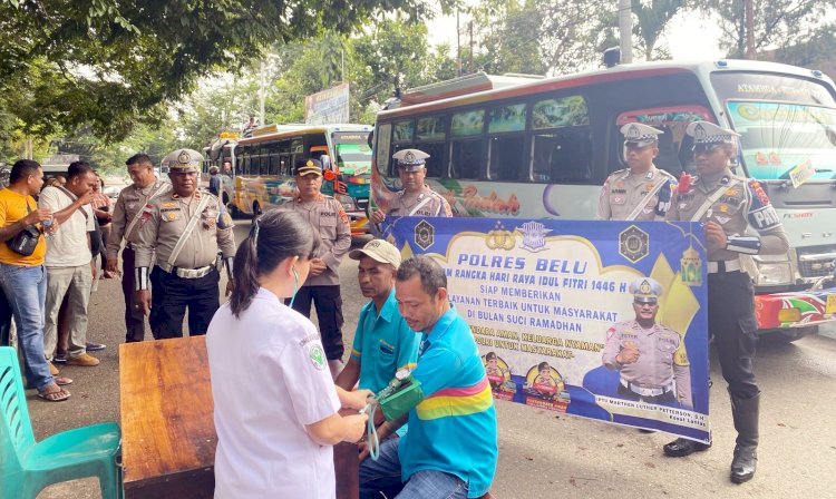 Mudik Aman, Keluarga Nyaman: Polres Belu Gelar Sosialisasi, Cek Kesehatan dan Ram Check Kendaraan Bus Antar Kota