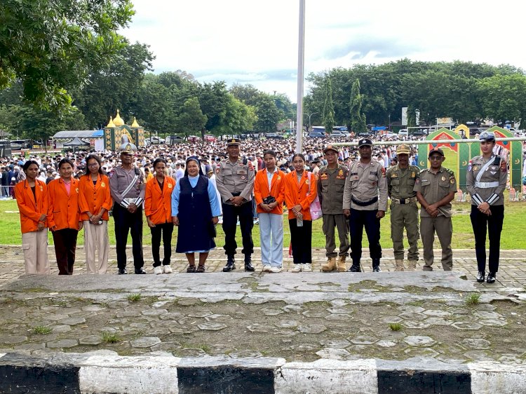 Sinergi Jamin Keamanan Umat Saat Beribadah, Polres Belu bersama TNI, Brimob dan Pemuda Gereja Amankan Ibadah Sholat Idul Fitri 1446 H