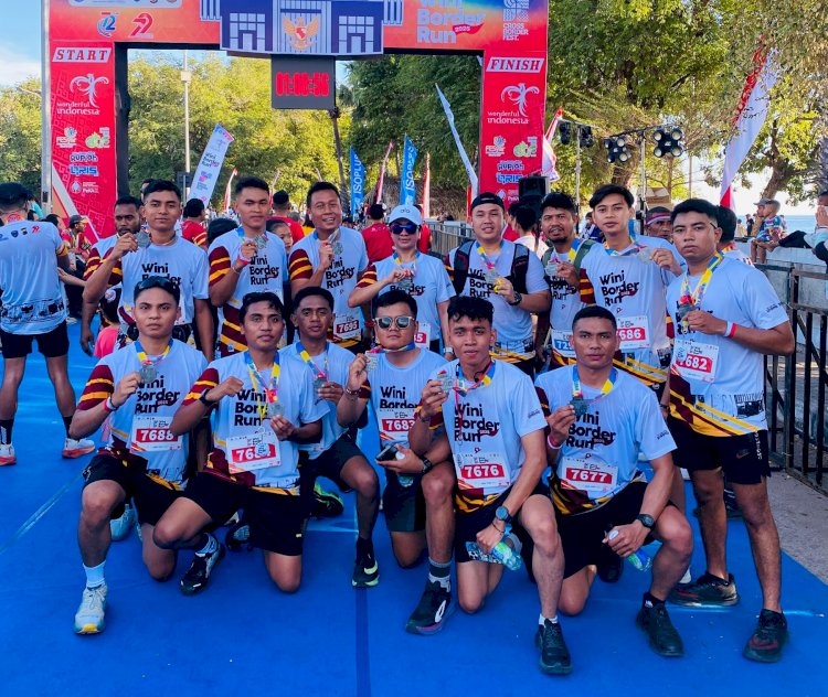 Simbol Kolaborasi di Tapal Batas, Kapolres Belu bersama Ketua Bhayangkari Ikut Meriahkan Wini Border Run 2025