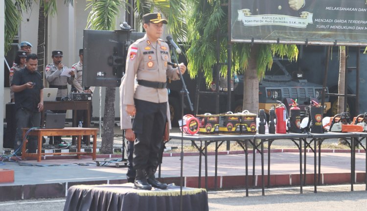 Gelar Personel dan Sarana Prasarana, Polres Belu Laksanakan Apel Kesiapan Tanggap Darurat Bencana Hidrometeorologi