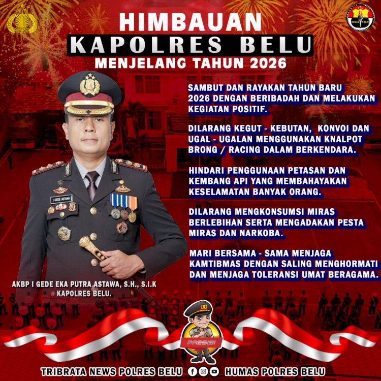 Sambut Tahun Baru 2026, Kapolres Belu Keluarkan Imbauan Kamtibmas untuk Masyarakat, Simak Isinya