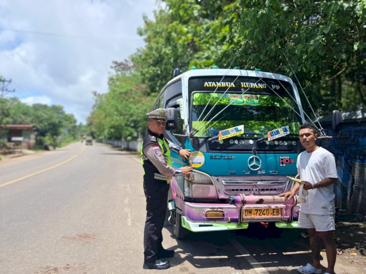 Pastikan Kendaraan Layak Jalan, Sat Lantas Polres Belu Gelar Ramp Chek Bus Antar Kota di Gelaran Operasi Keselamatan Turangga 2026