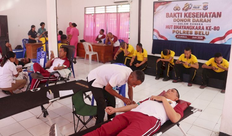 Bakti Kesehatan Polri untuk Masyarakat, Polres Belu Gandeng TNI, Brimob dan Senkom Gelar Donor Darah Sambut Hari Jadi Bhayangkara ke 80