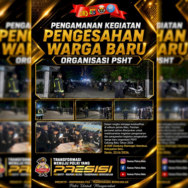 Siaga Sepanjang Malam, Polres Belu dan Jajaran Amankan Pengesahan Ribuan Warga Baru Persaudaraan Setia Hati Terate