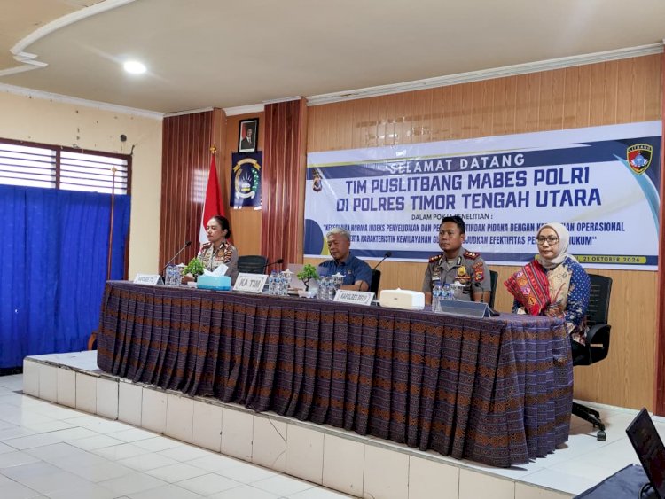 Kapolres Belu Hadiri Penelitian Puslitbang Polri di Polres TTU, Dukung Penelitian Kesesuaian Norma Indeks Penyelidikan dan Penyidikan Tindak Pidana