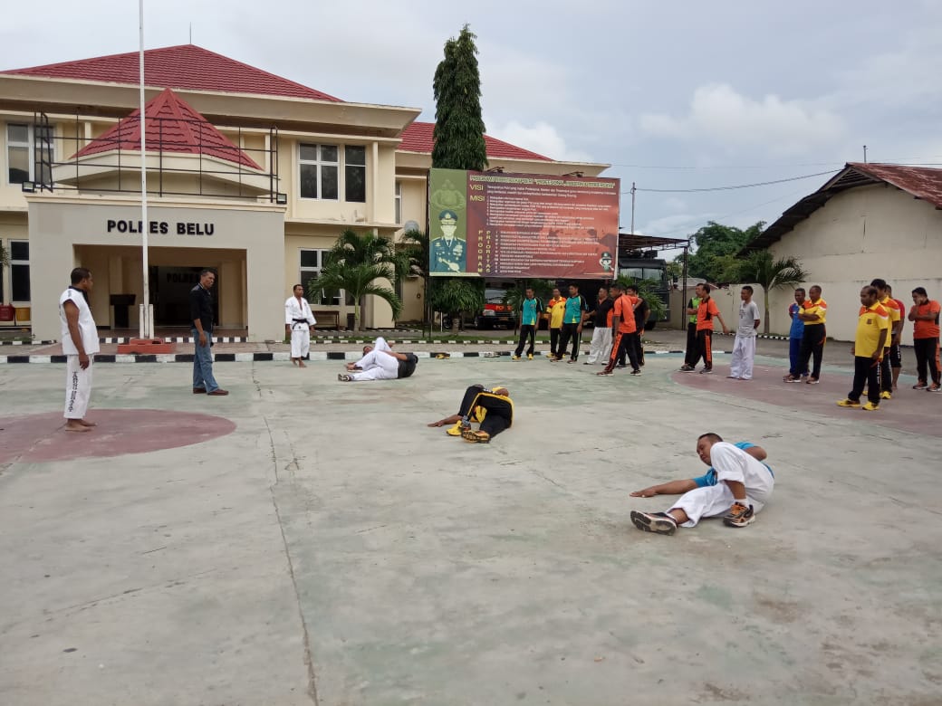 Jelang Ujian Bela Diri, Anggota Polres Belu yang UKP Juli 2019 Siap Diri dengan Latihan